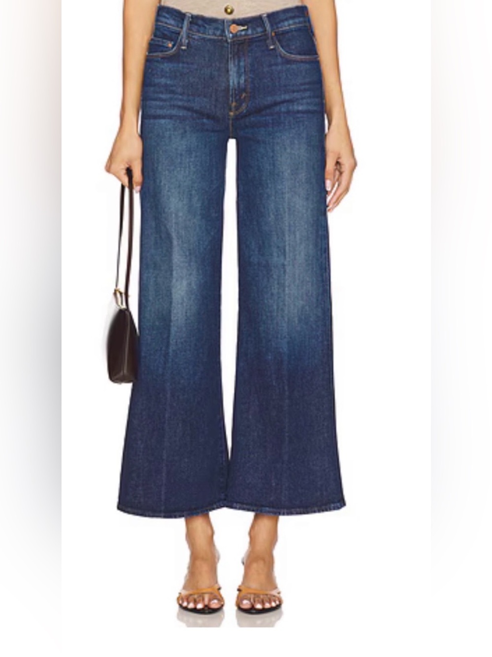 Mother Twister Flood Dark Blue Denim Jeans - Classic Straight Fit